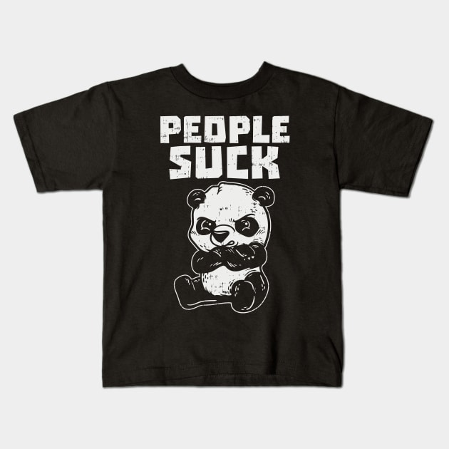 People Suck stubborn Panda Bear Kids T-Shirt by Littlelimehead